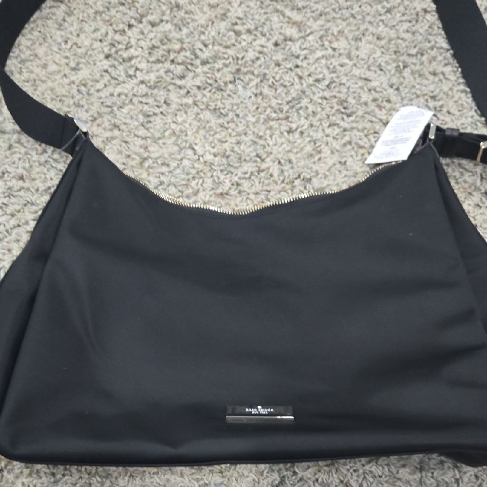 Kate Spade Black Shoulder Bag with Gold Zipper - Nylon